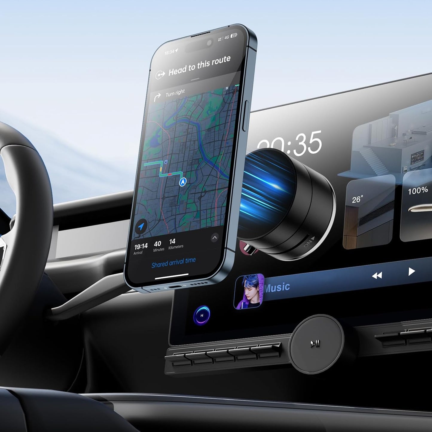 Vacuum Magnetic Suction Phone Mount | Hands-Free Car, Gym, Mirror & Shower Use