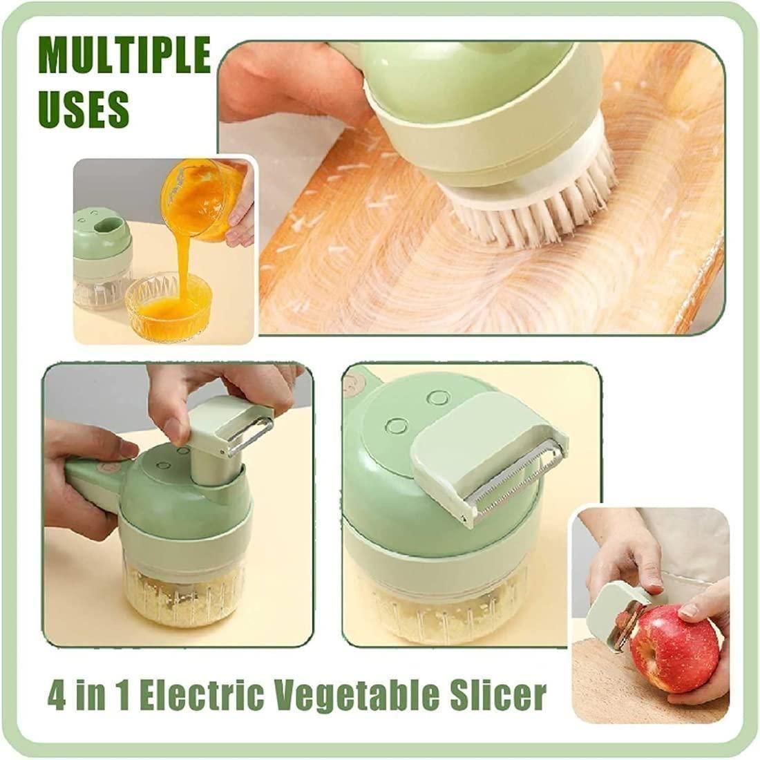 4-in-1 Portable Electric Vegetable Cutter Set – Your Smart Kitchen Assistant!