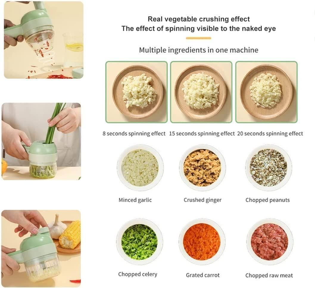 4-in-1 Portable Electric Vegetable Cutter Set – Your Smart Kitchen Assistant!