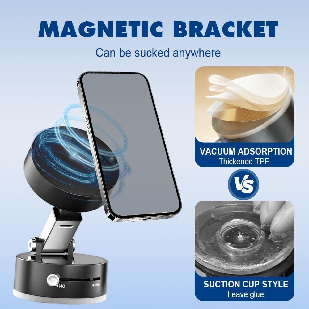 Vacuum Magnetic Suction Phone Mount | Hands-Free Car, Gym, Mirror &amp; Shower Use