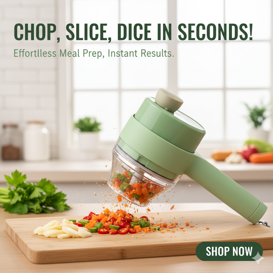 4-in-1 Portable Electric Vegetable Cutter Set – Your Smart Kitchen Assistant!